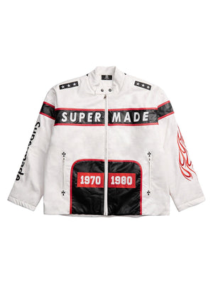 Sneakerhub Vintage Biker Style Embroidered Leather Jacket - 1746 - sneakershuborg