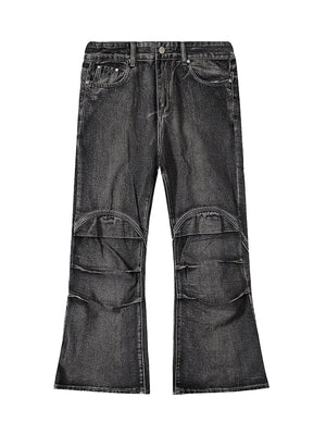 Wasteland Style Washed Distressed Pleated Flare Jeans - sneakershuborg