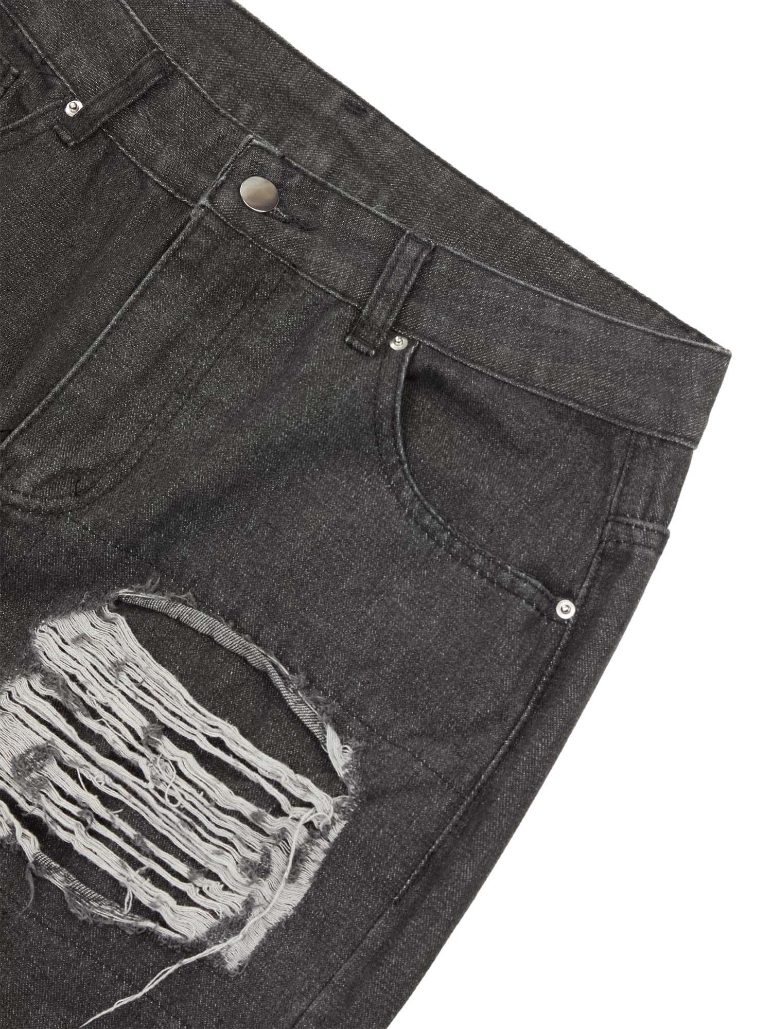 Sneakerhub Destruction Brushed Hip Hop Embroidered Jeans - sneakershuborg