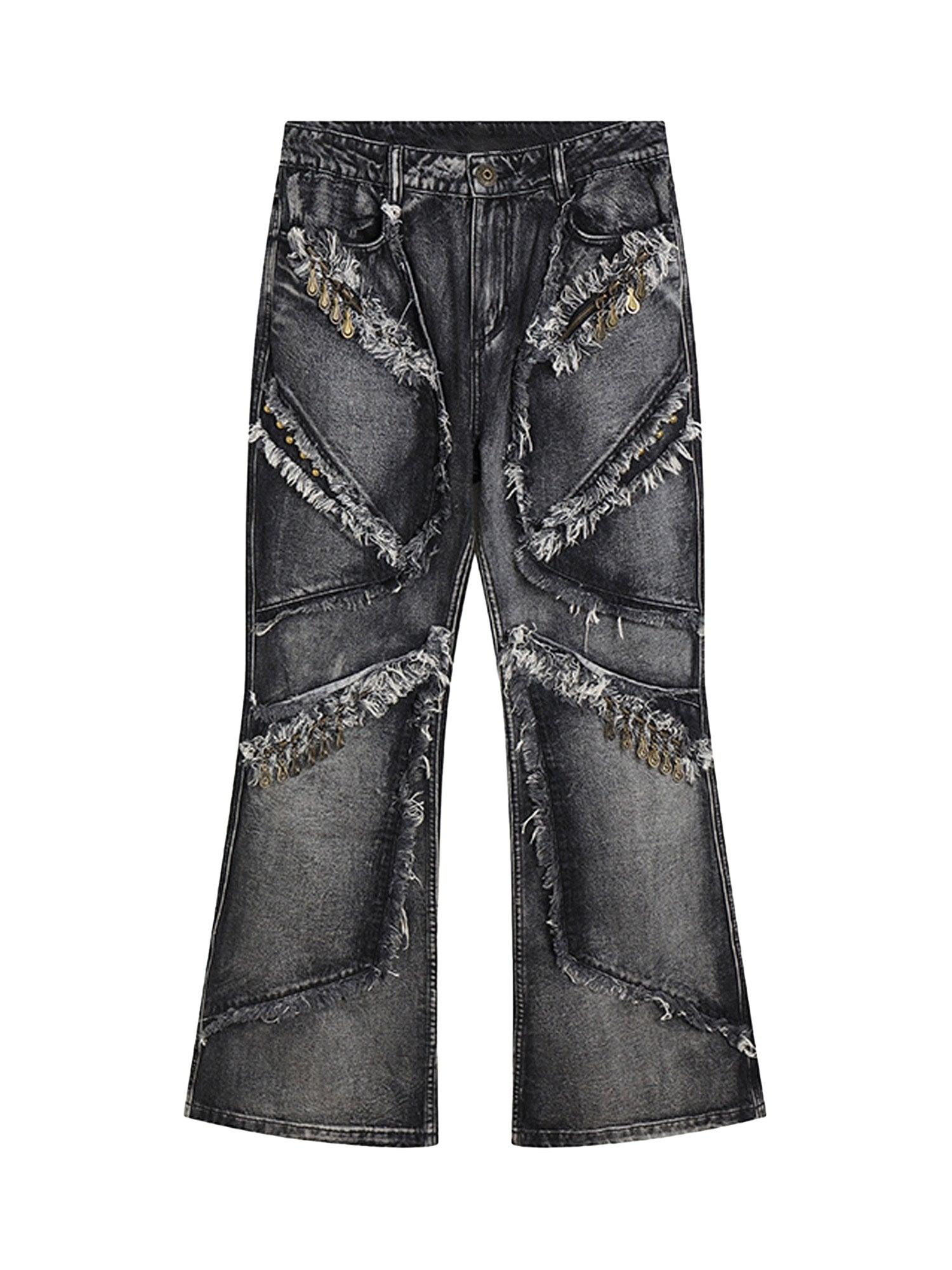 Retro Multi-Pull Washed Distressed Tassel Jeans - 2097 - sneakershuborg