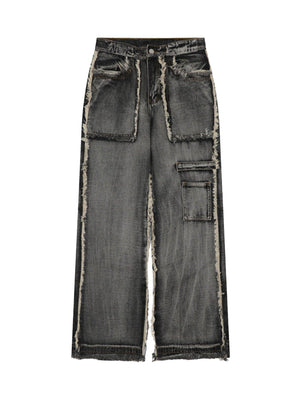 Sneakerhub High Street Washed And Distressed Raw Edge Jeans - 2068 - sneakershuborg