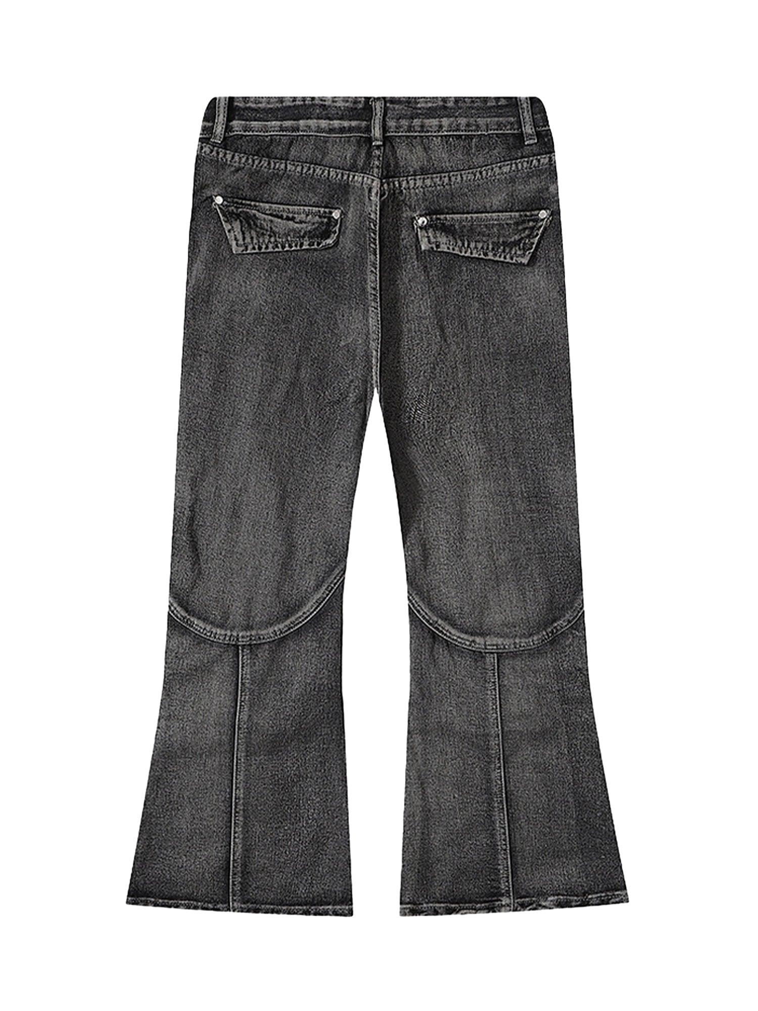 Wasteland Style Washed Distressed Pleated Flare Jeans - sneakershuborg