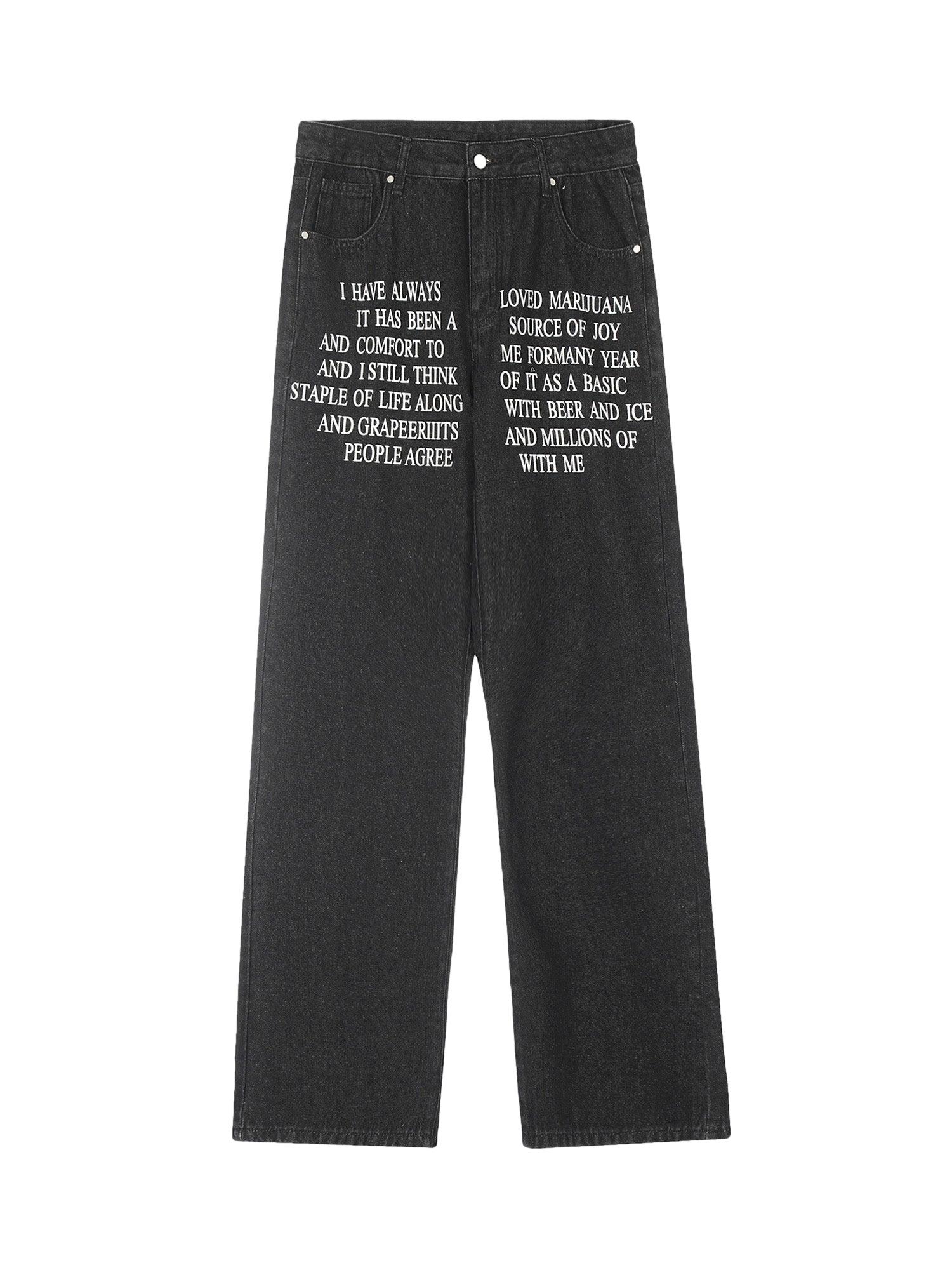 Sneakerhub Letter Embroidery Hip-Hop Washed Jeans - sneakershuborg