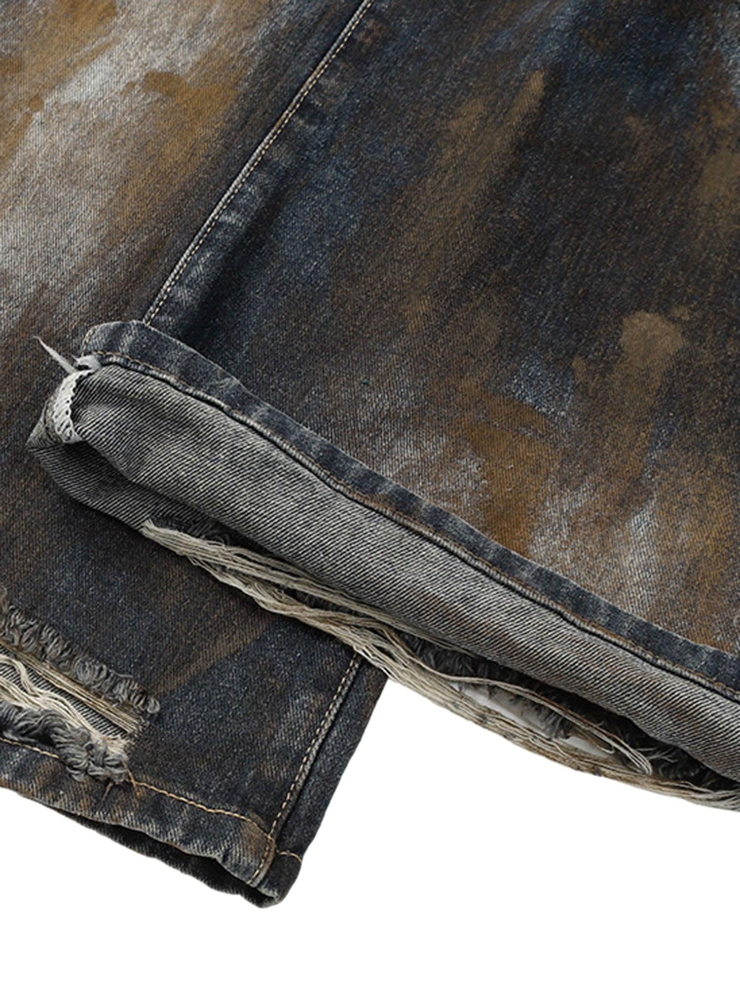 Heavy Duty Ripped Washed Straight Jeans - sneakershuborg