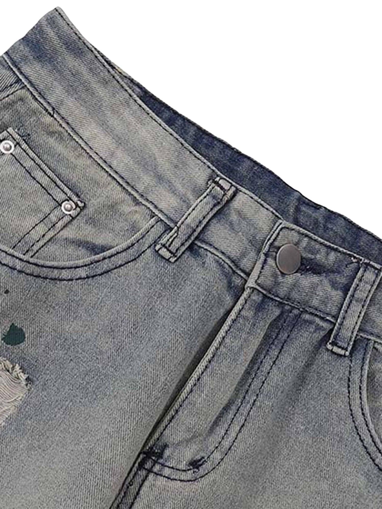 Sneakerhub Vintage Ink Splash Washed And Distressed Jeans - sneakershuborg