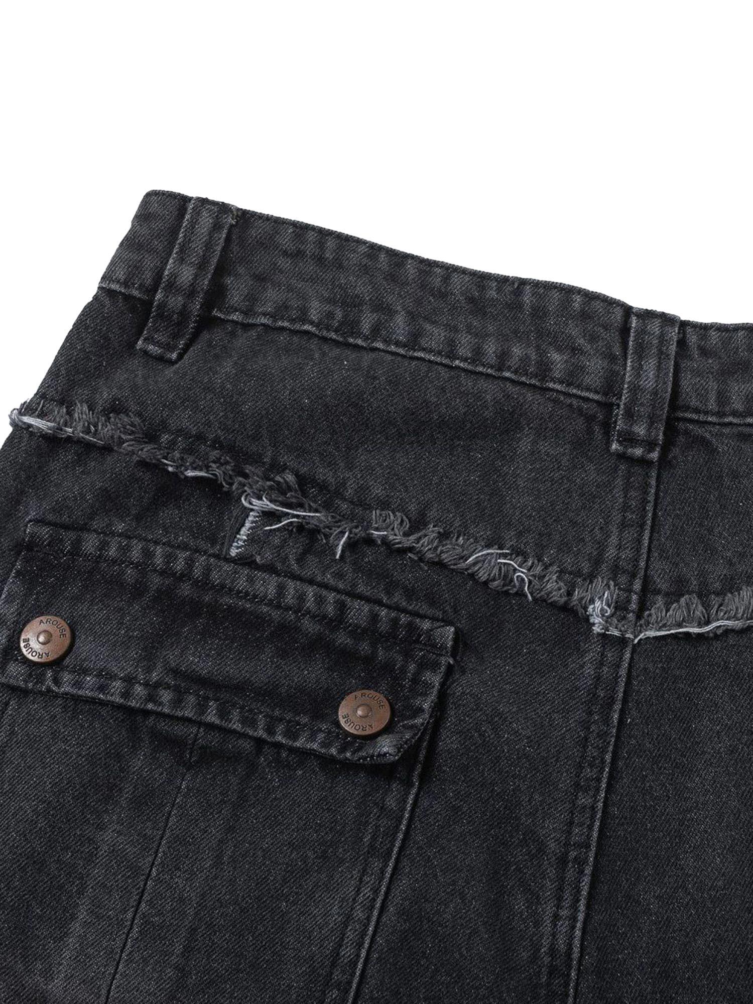 Sneakerhub Multi-pocket Raw Edge Jeans - sneakershuborg