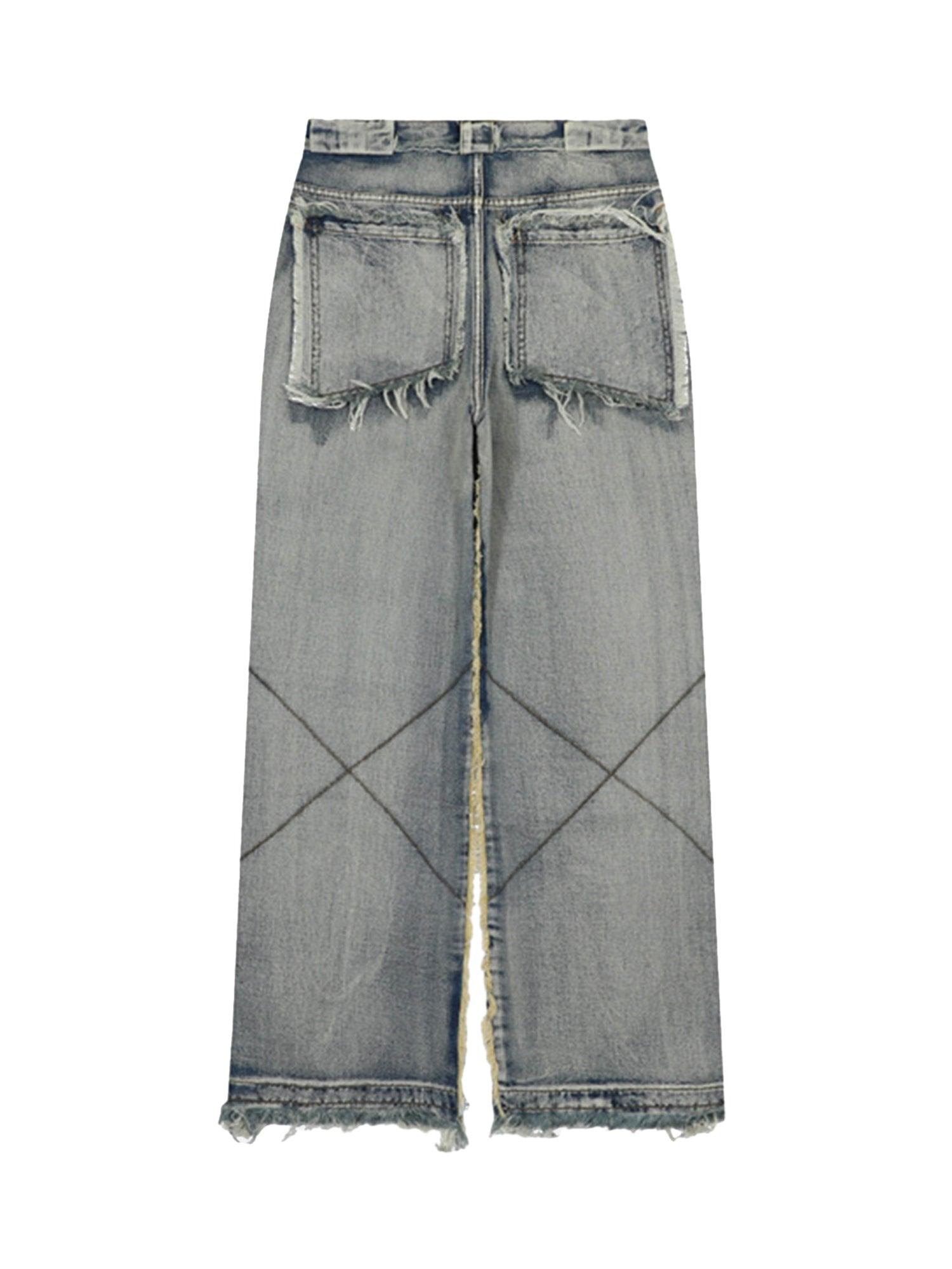 Sneakerhub High Street Washed And Distressed Raw Edge Jeans - 2068 - sneakershuborg