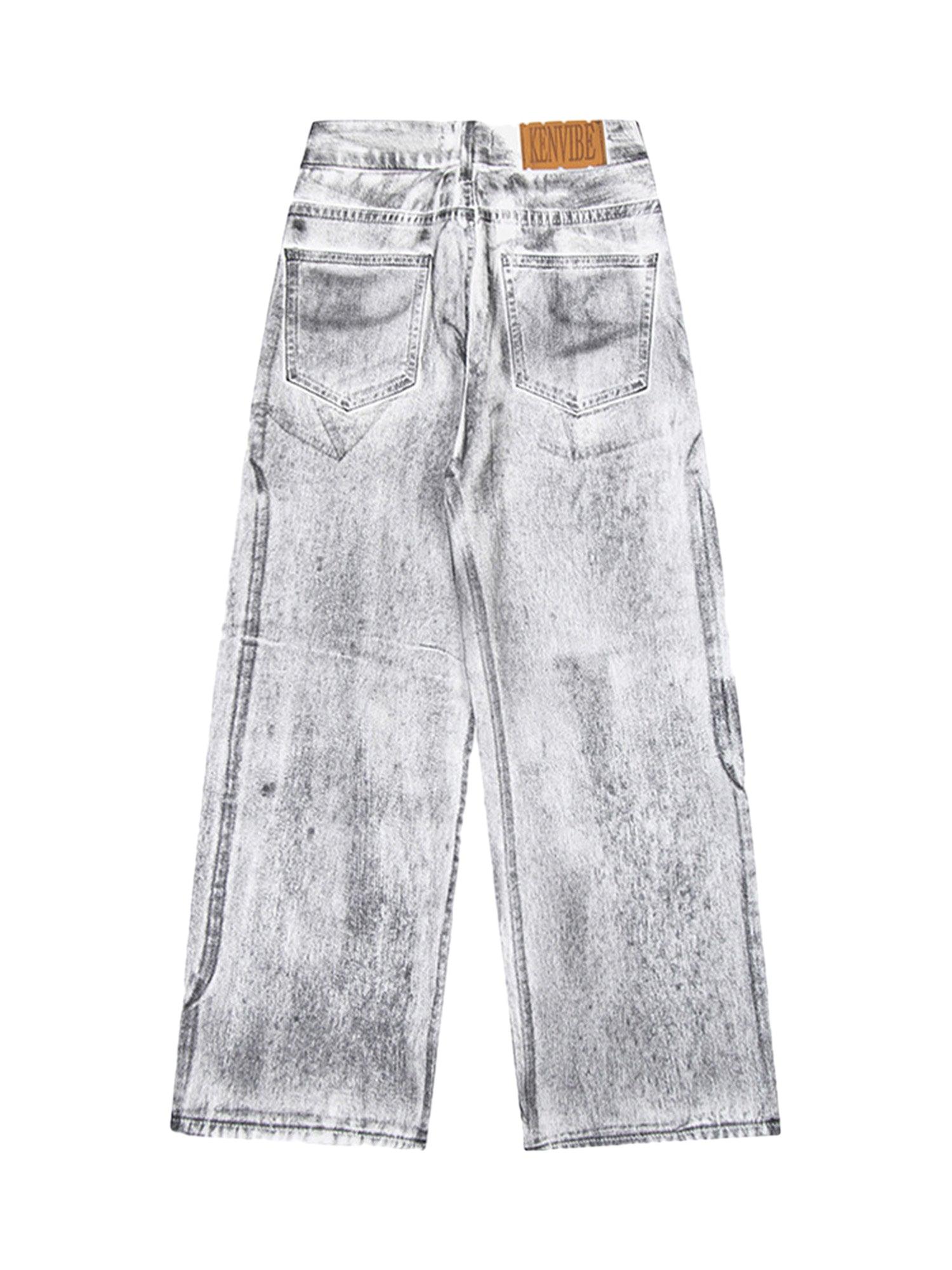 Wasteland Style Niche Design Dirty White Loose Jeans - 2114 - sneakershuborg