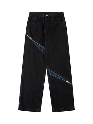 High Street Zipper Design Washed Jeans - sneakershuborg