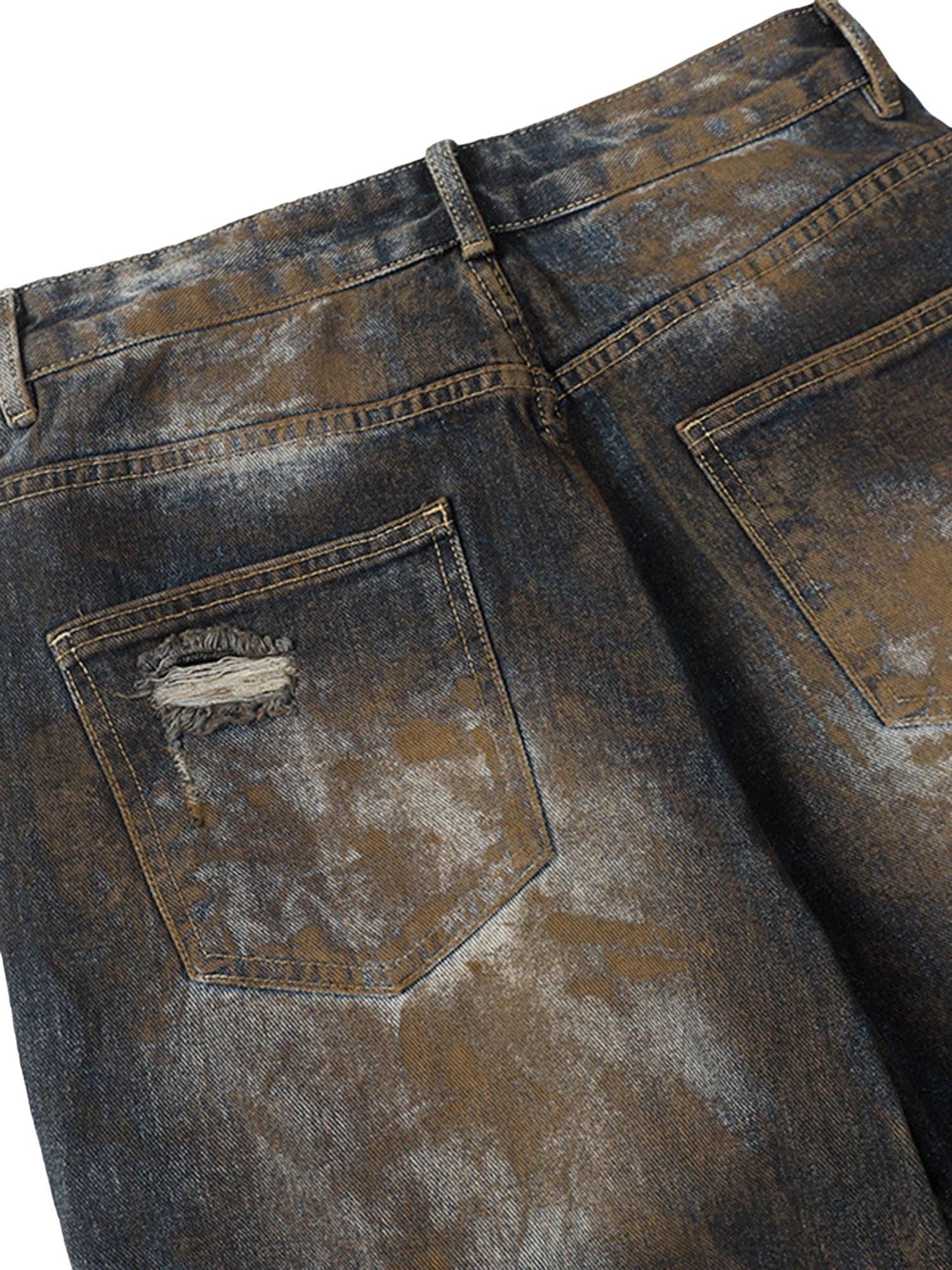 Heavy Duty Ripped Washed Straight Jeans - sneakershuborg