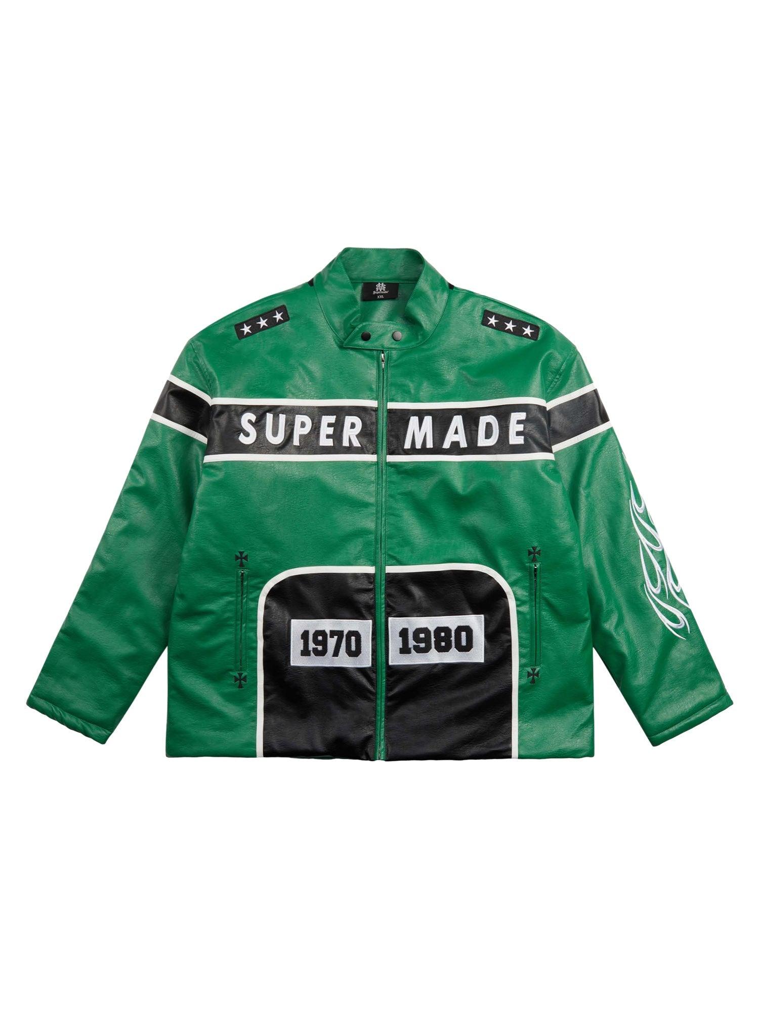 Sneakerhub Vintage Biker Style Embroidered Leather Jacket - 1746 - sneakershuborg