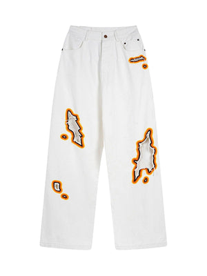 Street Flame Towel Embroidered Jeans - sneakershuborg