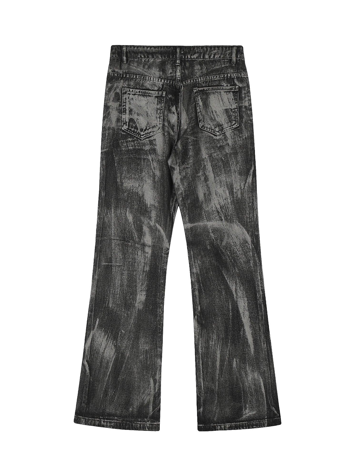 Sneakerhub Heavy Washed Ink Splash Graffiti Hip-Hop Jeans - sneakershuborg