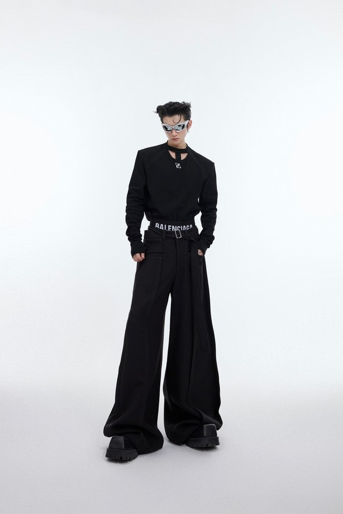 Wide Leg Draped Formal Trousers - sneakershuborg