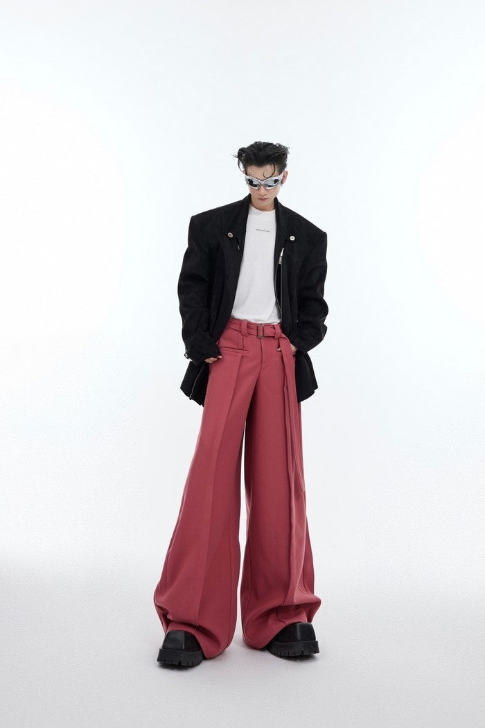 Wide Leg Draped Formal Trousers - sneakershuborg