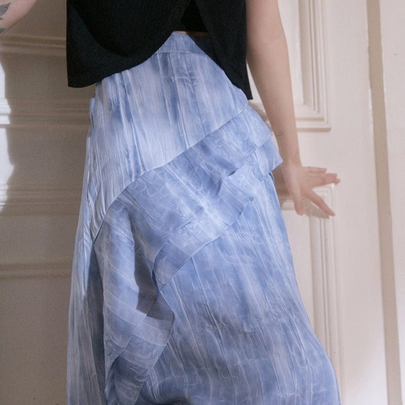 Misty Cascade Denim Maxi Skirt sneakershuborg