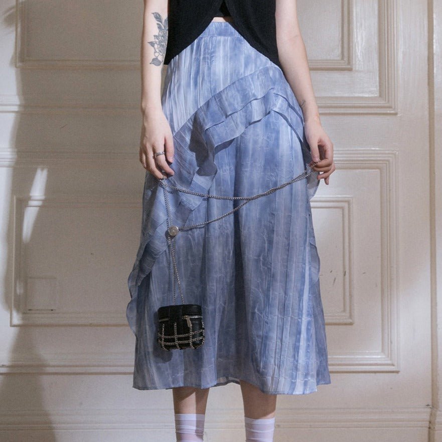 Misty Cascade Denim Maxi Skirt sneakershuborg