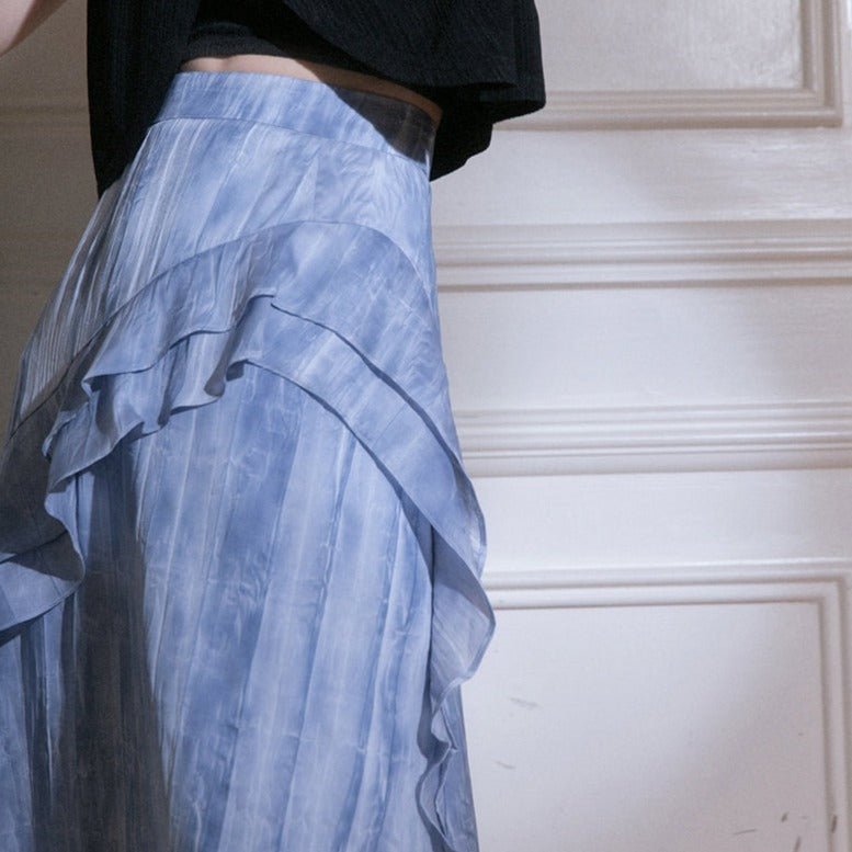 Misty Cascade Denim Maxi Skirt sneakershuborg