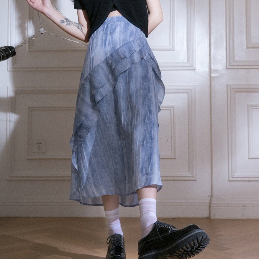 Misty Cascade Denim Maxi Skirt sneakershuborg