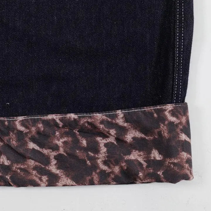 Sneakerhill® Baggy Black Jeans Leopard Patchwork - sneakershuborg