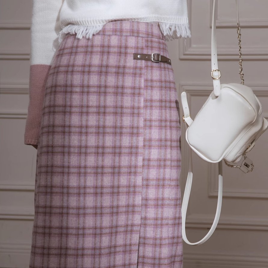 Heritage Plaid Slit Midi Skirt sneakershuborg