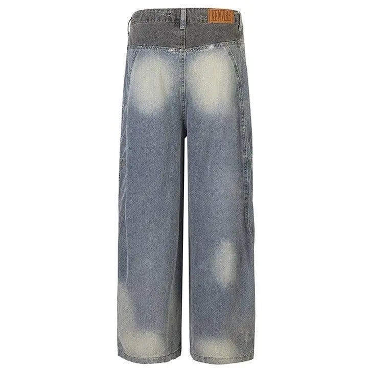 Sneakerhill® Faded Wash Jeans Side Pleated - sneakershuborg