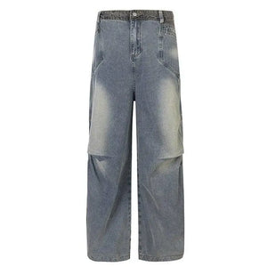 Sneakerhill® Faded Wash Jeans Side Pleated - sneakershuborg