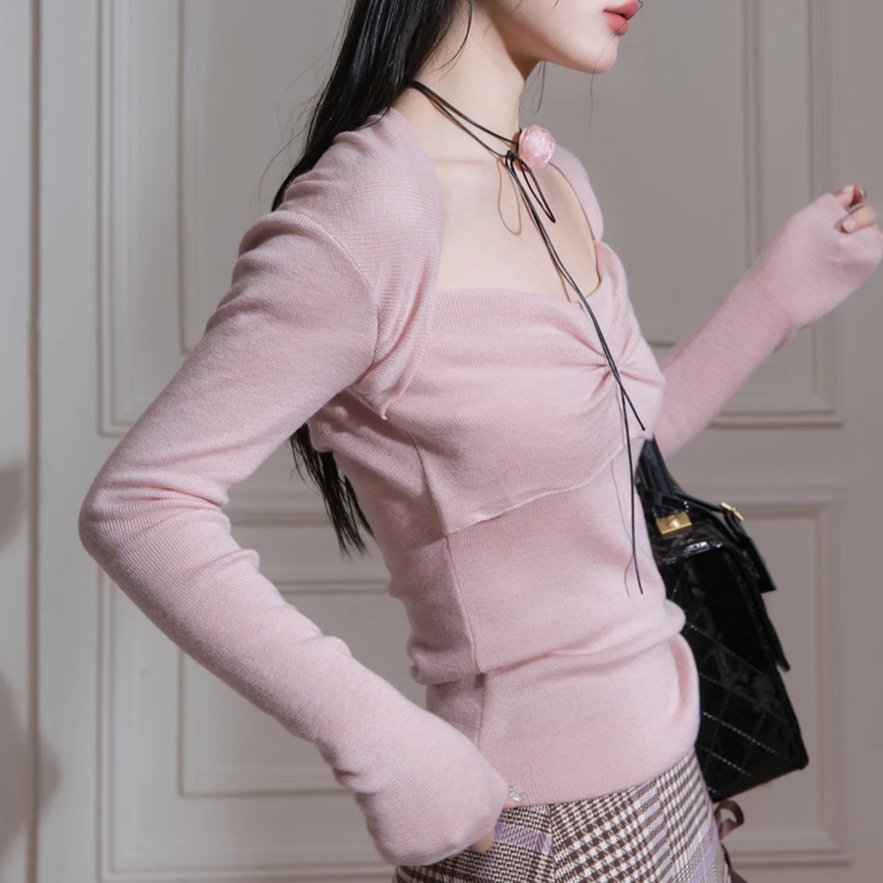 Blush Whisper Twist Knit Shirt sneakershuborg