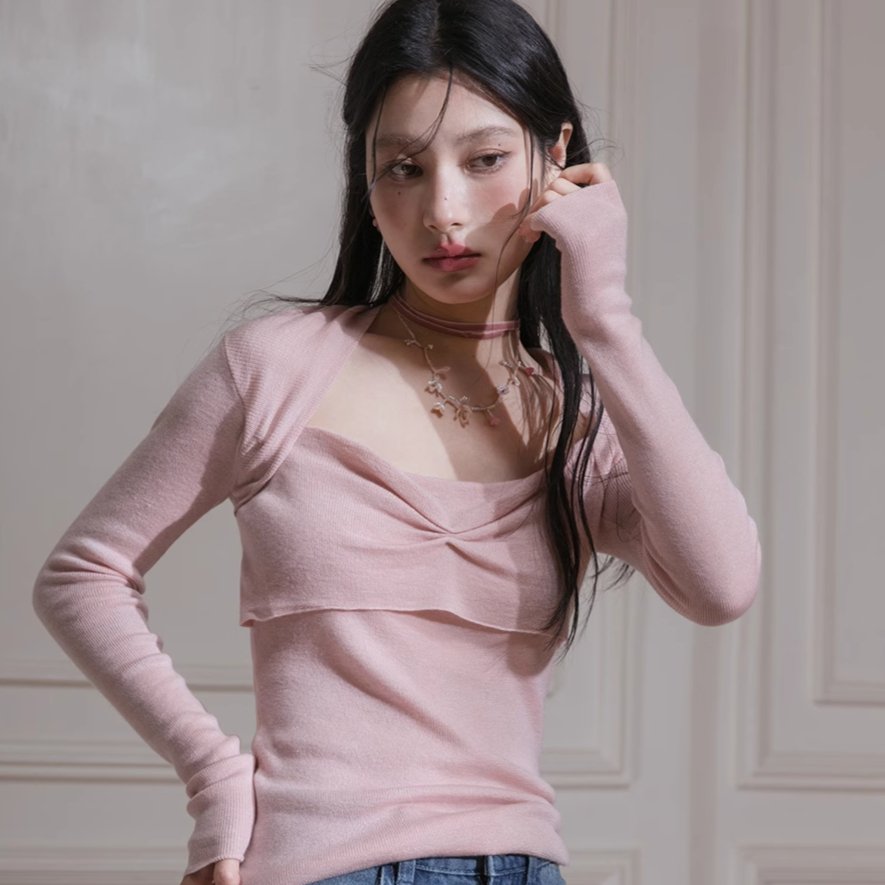 Blush Whisper Twist Knit Shirt sneakershuborg