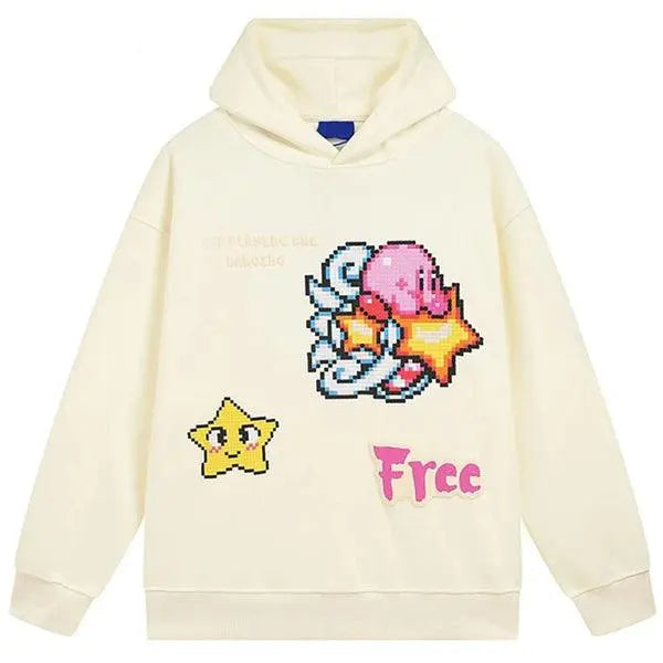 Star Hoodie Beige Graphic Y2K - sneakershuborg