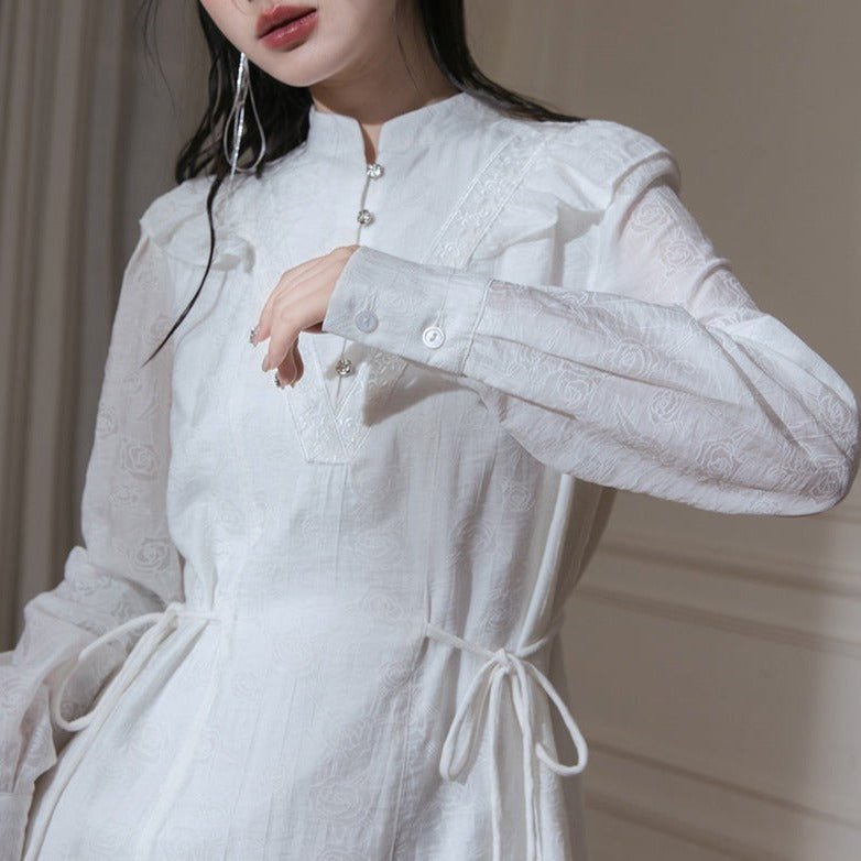 Ivory Linen Henley Midi Dress sneakershuborg